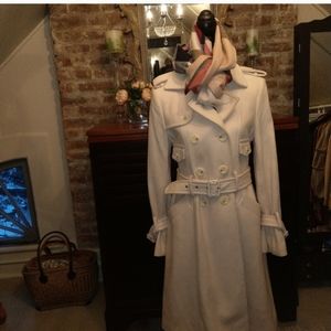 BCBG Maxazria ivory wool trench coat